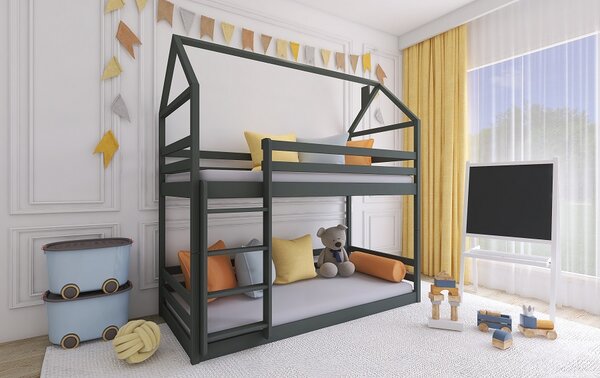 Domečková patrová postel Mia Velikost spací plochy: 160x80, Barva: bílá