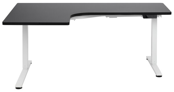 Elektricky nastavitelný rohový psací stůl DESTINES Černá/Bílá 160 cm 109 cm Levá