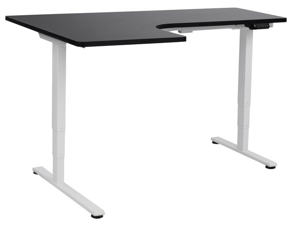 Elektricky nastavitelný rohový psací stůl DESTINES Černá/Bílá 160 cm 109 cm Levá