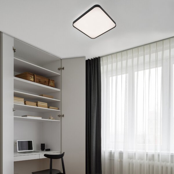 Černé kovové stropní LED světlo Nova Luce Athos 48 x 48 cm
