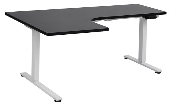 Elektricky nastavitelný rohový psací stůl DESTINES Černá/Bílá 160 cm 109 cm Levá