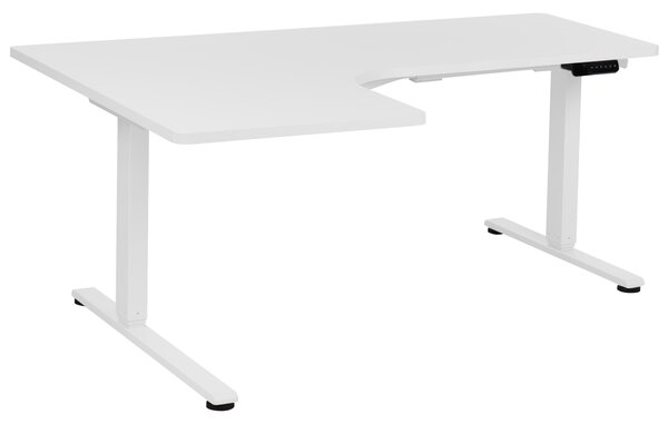 Elektricky nastavitelný rohový psací stůl DESTINES Bílá 160 cm 109 cm Levá