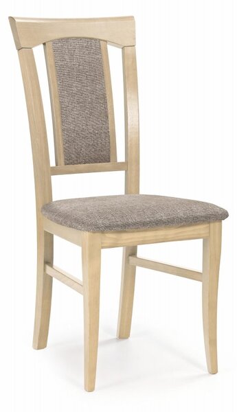 Jídelní židle KONRAD – masiv, látka, více barev dub sonoma / béžovo-hnědá