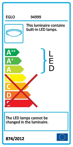 Eglo 94999 LED PALERMO IP44 - Stropní LED svítidlo Ø 29,5cm, LED 24W (LED kulaté stropní svítidlo do koupelny)