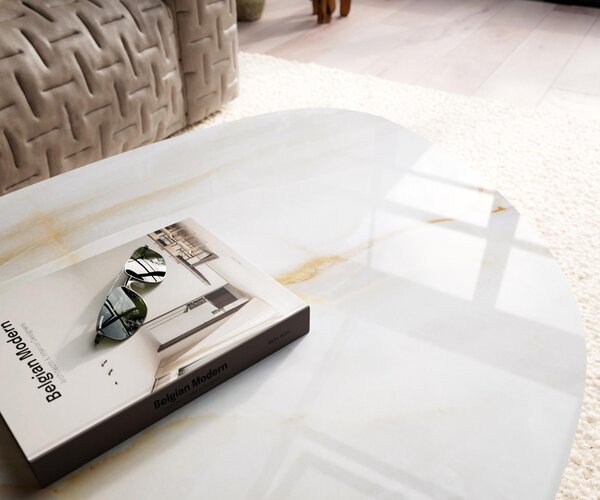 DELIFE Konferenční stolek Edge organický 140×76 cm keramika Onyx Pearl Ovada Titanová barva
