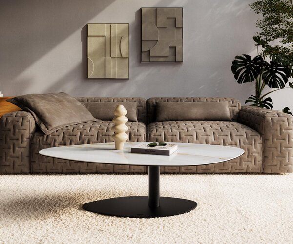DELIFE Konferenční stolek Edge organický 140×76 cm keramika Onyx Pearl Vibany kov černá
