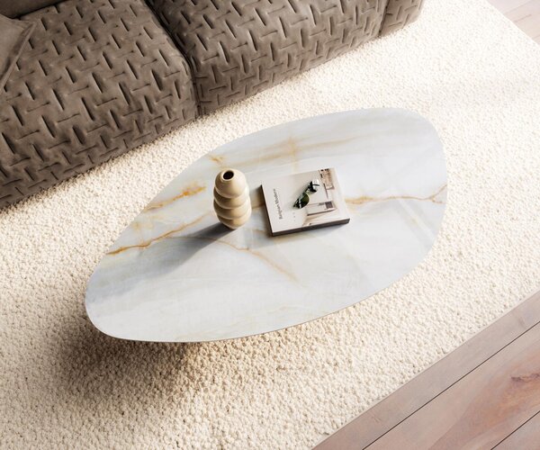 DELIFE Konferenční stolek Edge organický 140×76 cm keramika Onyx Pearl Ovada Titanová barva