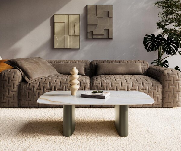DELIFE Konferenční stolek Edge Boot 120×70 cm keramika Onyx Pearl Ovada Titanová barva