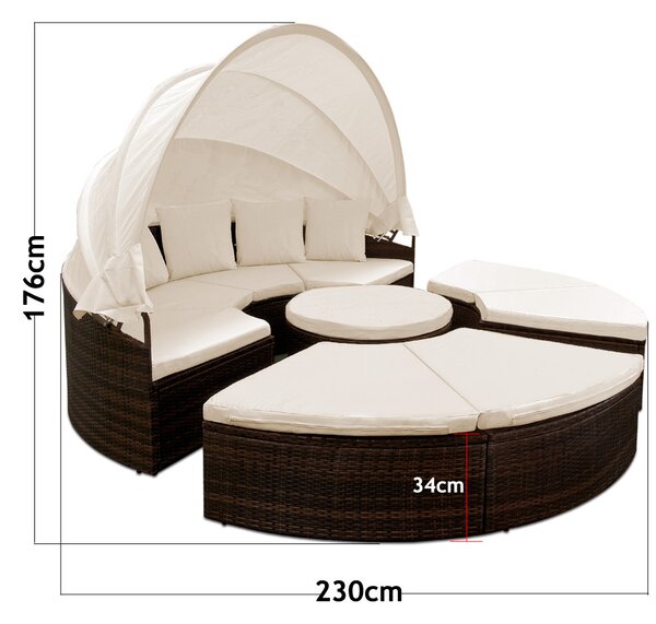 Deuba Ratanová zahradní postel LAZY BIG Ø230 cm - hnědá