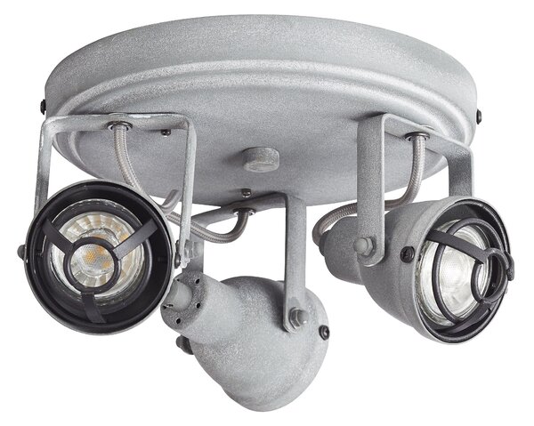 Brilliant G26334/70 BENTE - Industriální bodové svítidlo v betonově šedé barvě + LED žárovky GU10, Ø 21,5cm (Stropní svítidlo ve starém retro stylu )