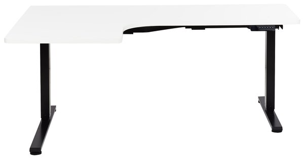 Elektricky nastavitelný rohový psací stůl DESTINES Bílá/Černá 160 cm 109 cm Levá