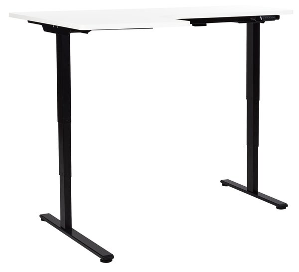 Elektricky nastavitelný rohový psací stůl DESTINES Bílá/Černá 160 cm 109 cm Levá