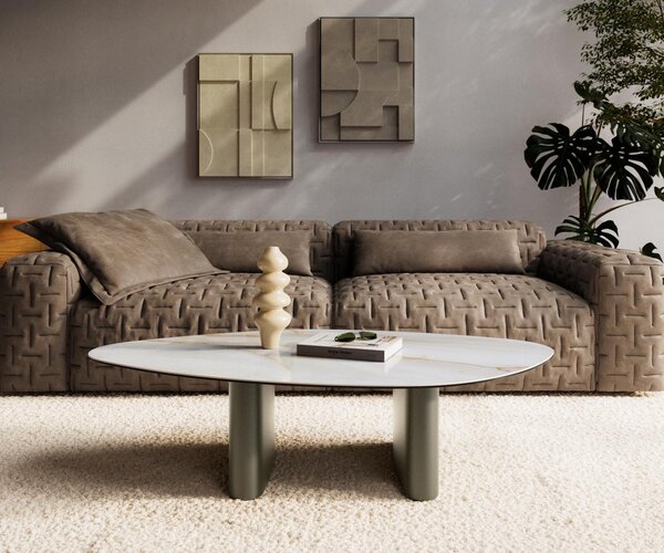 DELIFE Konferenční stolek Edge organický 140×76 cm keramika Onyx Pearl Ovada Titanová barva