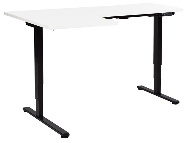Elektricky nastavitelný rohový psací stůl DESTINES Bílá/Černá 160 cm 109 cm Levá