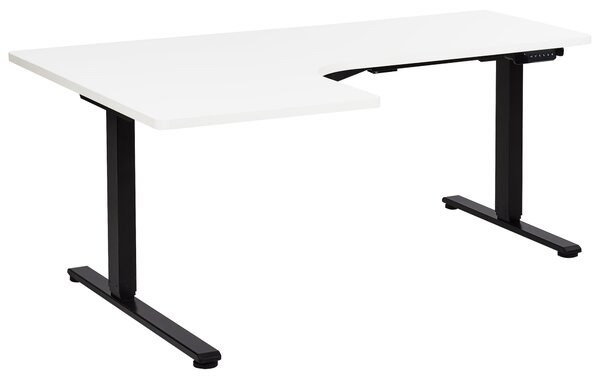 Elektricky nastavitelný rohový psací stůl DESTINES Bílá/Černá 160 cm 109 cm Levá