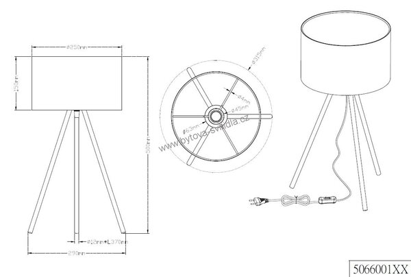 Trio Leuchten 506600101 TRIPOLIS - Elegantní stolní lampa na trojnožce (Moderní stolní svítidlo s textilním stínidlem)