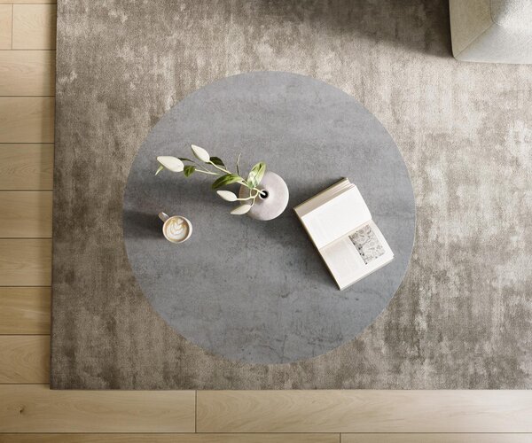 DELIFE Konferenční stolek Edge kulatý 100×100 cm keramika beton šedá Trive kov černá