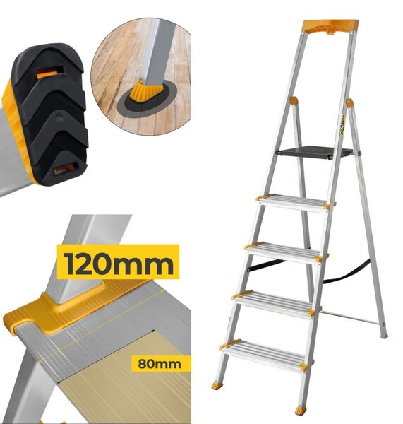 Hliníkové schůdky 5 stupňů jednostranné DRABEST ALD5 MAX