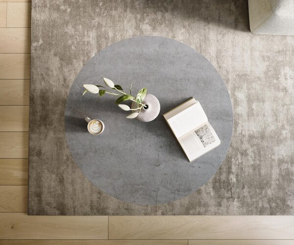 DELIFE Konferenční stolek Edge kulatý 100×100 cm keramika beton šedá Sarity nerezová ocel broušená