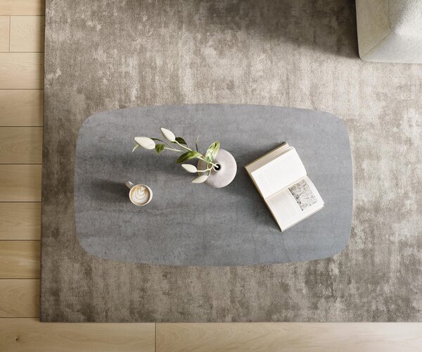 DELIFE Konferenční stolek Edge oválný 120×70 cm keramika beton šedá Lumia akryl