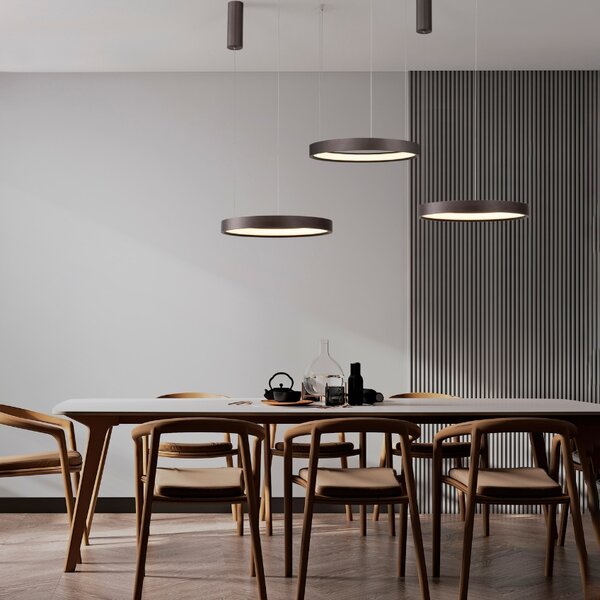 Hnědé kovové závěsné LED světlo Nova Luce Perrine 40 cm