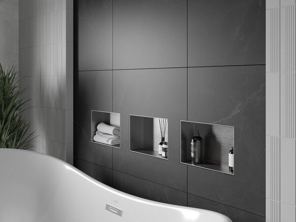 Mexen X-Wall-NR nástěnná polička bez lemu 30 x 20 cm, inox - 1911302010