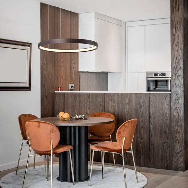 Hnědé kovové závěsné LED světlo Nova Luce Perrine 60 cm