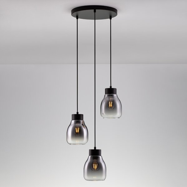 Kouřově šedé skleněné závěsné světlo Nova Luce Blacu 42 cm