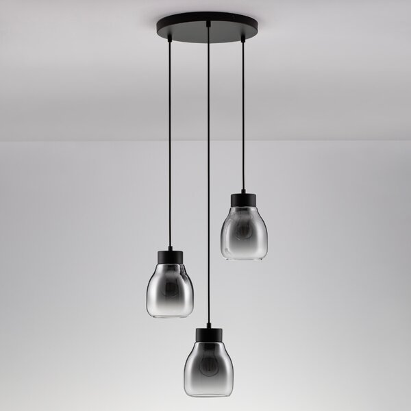 Kouřově šedé skleněné závěsné světlo Nova Luce Blacu 42 cm