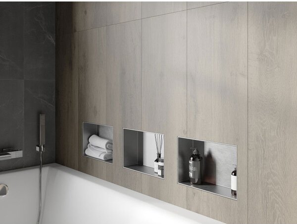 Mexen X-Wall-NR nástěnná polička bez lemu 30 x 20 cm, inox - 1911302010