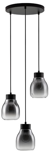 Kouřově šedé skleněné závěsné světlo Nova Luce Blacu 42 cm