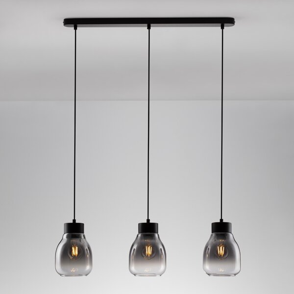 Kouřově šedé skleněné závěsné světlo Nova Luce Blacu 75 cm
