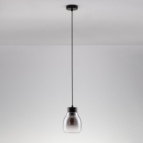 Kouřově šedé skleněné závěsné světlo Nova Luce Blacu 15 cm