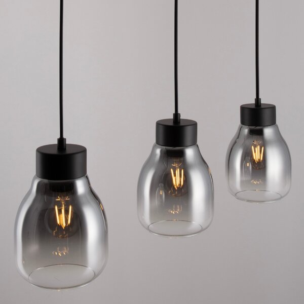 Kouřově šedé skleněné závěsné světlo Nova Luce Blacu 75 cm