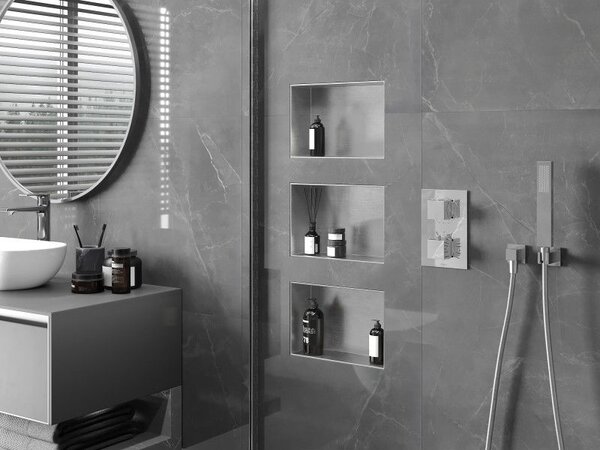 Mexen X-Wall-NR nástěnná polička bez lemu 30 x 20 cm, inox - 1911302010