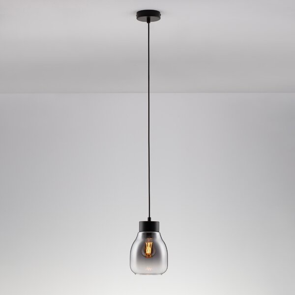 Kouřově šedé skleněné závěsné světlo Nova Luce Blacu 15 cm