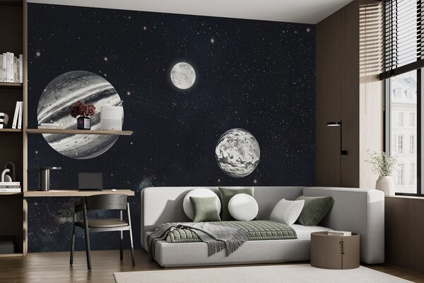 Fototapety Kosmický prostor s hvězdami a rostlinami, Fototapety space, w01799 : uwalls.cz