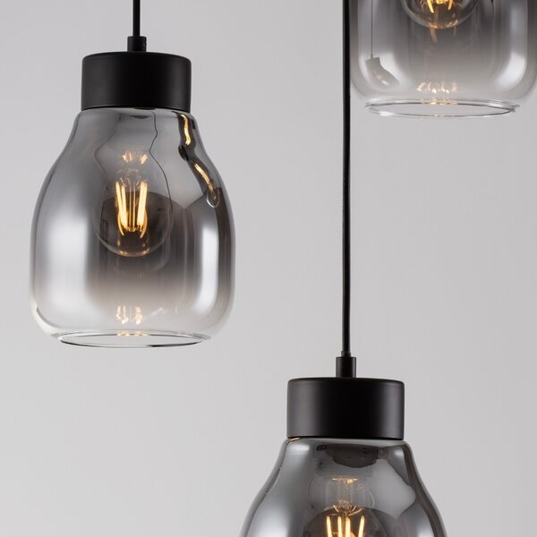 Kouřově šedé skleněné závěsné světlo Nova Luce Blacu 42 cm