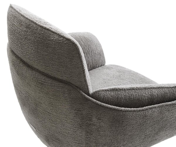 DELIFE Jídelní židle Luan-Flex s područkami bouclé měkký tmavě béžová křížová podnož široká titanová barva 360° otočný houpací funkce