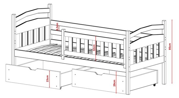 Dětská postel Terezka Velikost spací plochy: 160x80, Barva: bílá