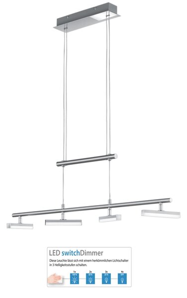 Trio Leuchten 370610407 OPIUM - Stahovací LED lustr stmívatelný vypínačem (Závěsný LED lustr, výškově nastavitelný, stmívatelný běžným nástěnným vypínačem)