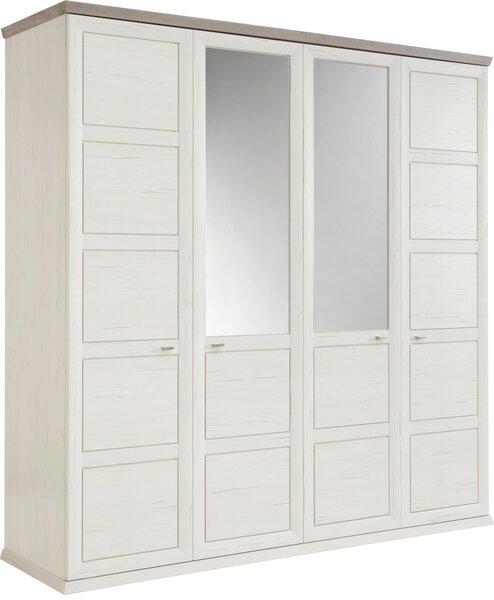 ŠATNÍ SKŘÍŇ SE ZRCADLEM, šedá, bílá, 205/209/60 cm Hom`in - Šatní skříně