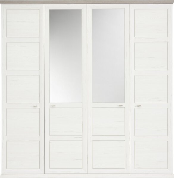 ŠATNÍ SKŘÍŇ SE ZRCADLEM, šedá, bílá, 205/209/60 cm Hom`in - Šatní skříně