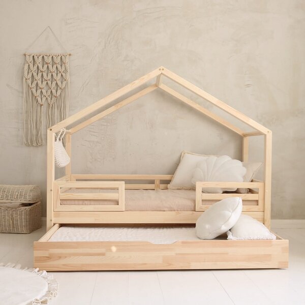 Domečková postel Housebed Fello duo plus Velikost spací plochy: 120x60, Barva: přírodní dřevo