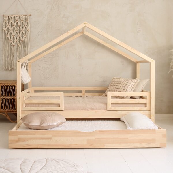 Domečková postel Housebed Fello duo plus Velikost spací plochy: 120x60, Barva: přírodní dřevo
