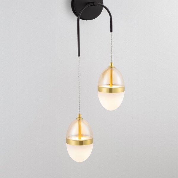 Bílo-zlaté skleněné nástěnné LED světlo Nova Luce Egna II