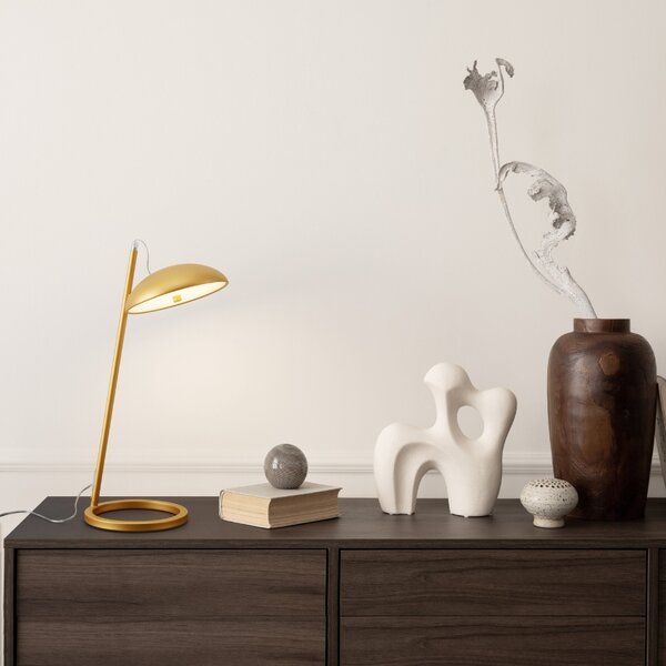 Zlatá kovová stolní LED lampa Nova Luce Flute