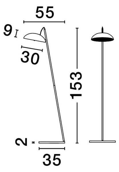 Zlatá kovová stojací LED lampa Nova Luce Flute 153 cm