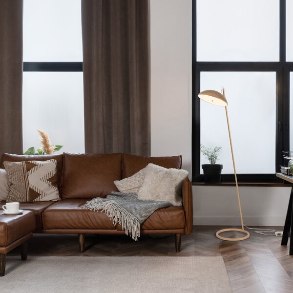 Zlatá kovová stojací LED lampa Nova Luce Flute 153 cm