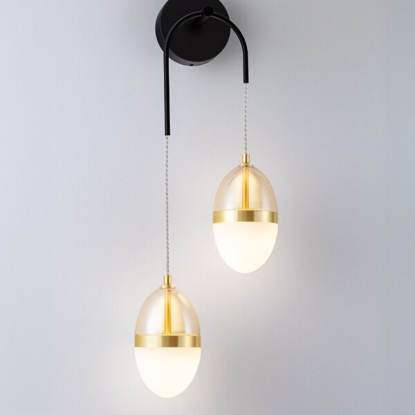 Bílo-zlaté skleněné nástěnné LED světlo Nova Luce Egna II